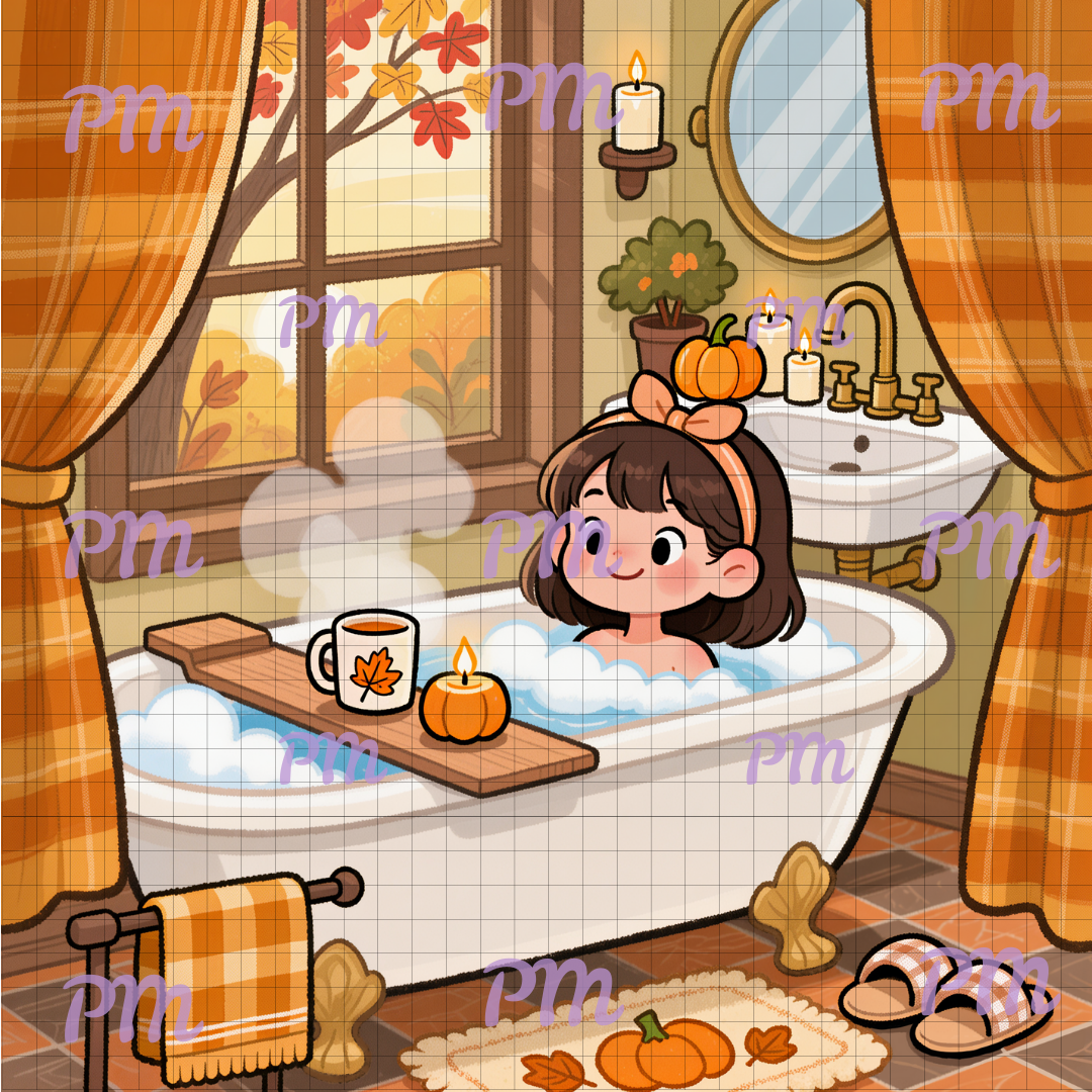 Autumn Bubble Bath: Hand-Rendered Diamond Painting Collection