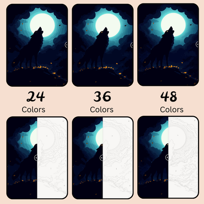 The Howling Wolf: Paint-by-Number Collection (24/36/48 colors | No Frame)