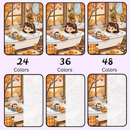Autumn Bubble Bath: Paint-by-Number Collection (24/36/48 colors | No Frame)