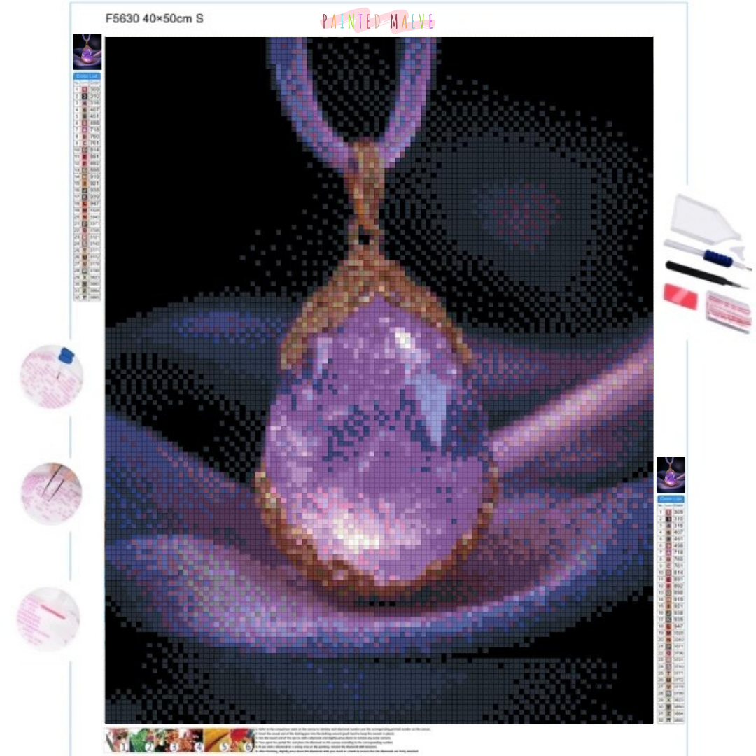 Mystic Amethyst Pendant: Diamond Painting Collection