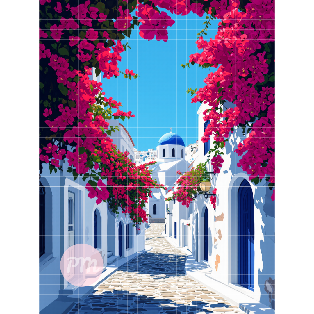 Santorini Serenity: Diamond Painting Collection