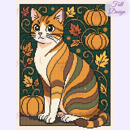 Autumn Purrtrait Hand-Rendered Diamond Painting