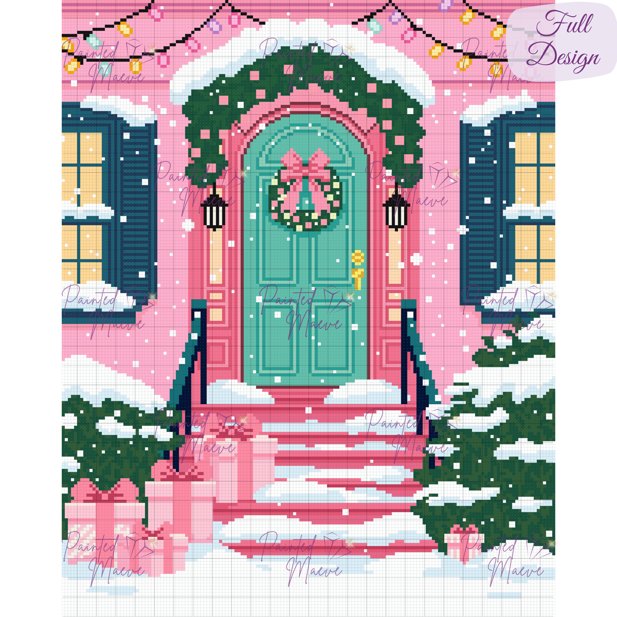 Pinky Present Porch Hand-Rendered Diamond Painting