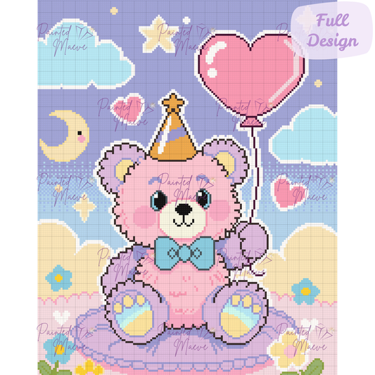 Party Teddy Hand-Rendered Diamond Painting