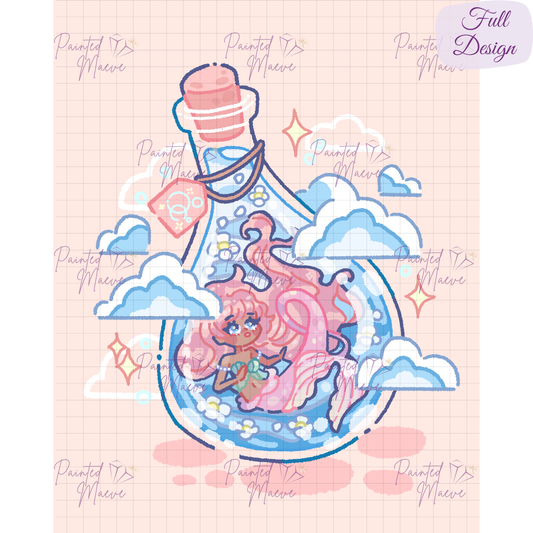Bottled Mermaid Hand-Rendered Diamond Painting