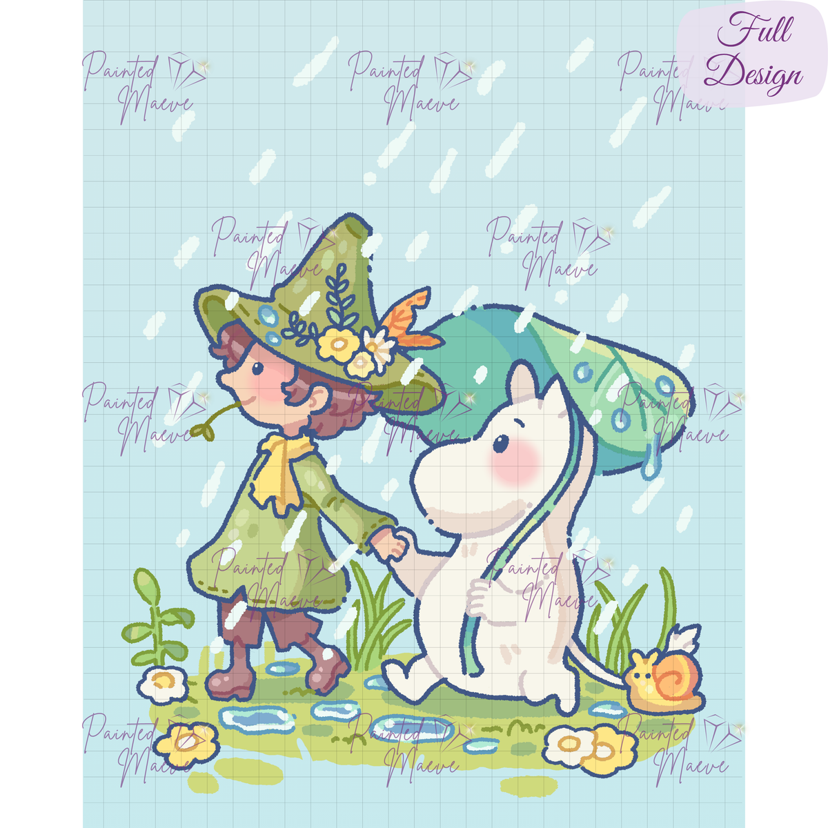 Rainy Wandering Hand-Rendered Diamond Painting