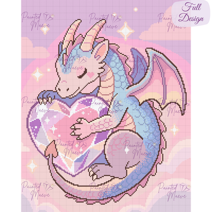 Crystal Heart Dragon Hand-Rendered Diamond Painting