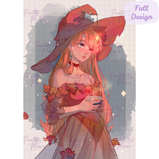 Emberlight Witch: Hand-Rendered Diamond Painting