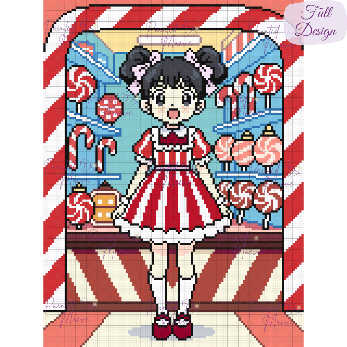 Lady Cane's Candy Stand Hand-Rendered Diamond Painting