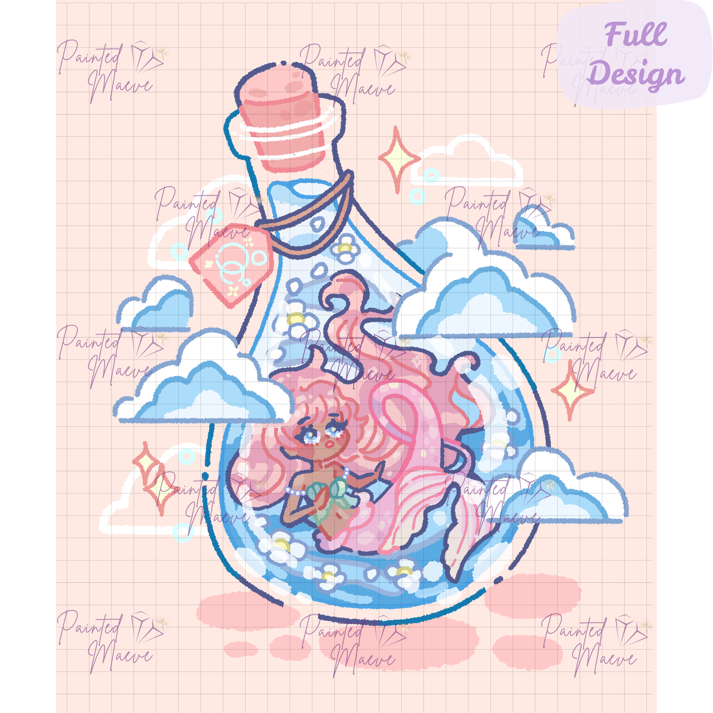 Bottled Mermaid: Hand-Rendered Diamond Painting