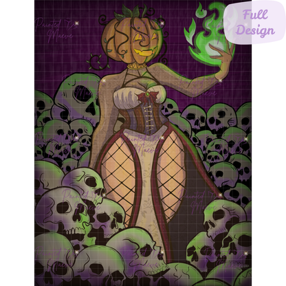 Pumpkin Queen: Hand-Rendered Diamond Painting