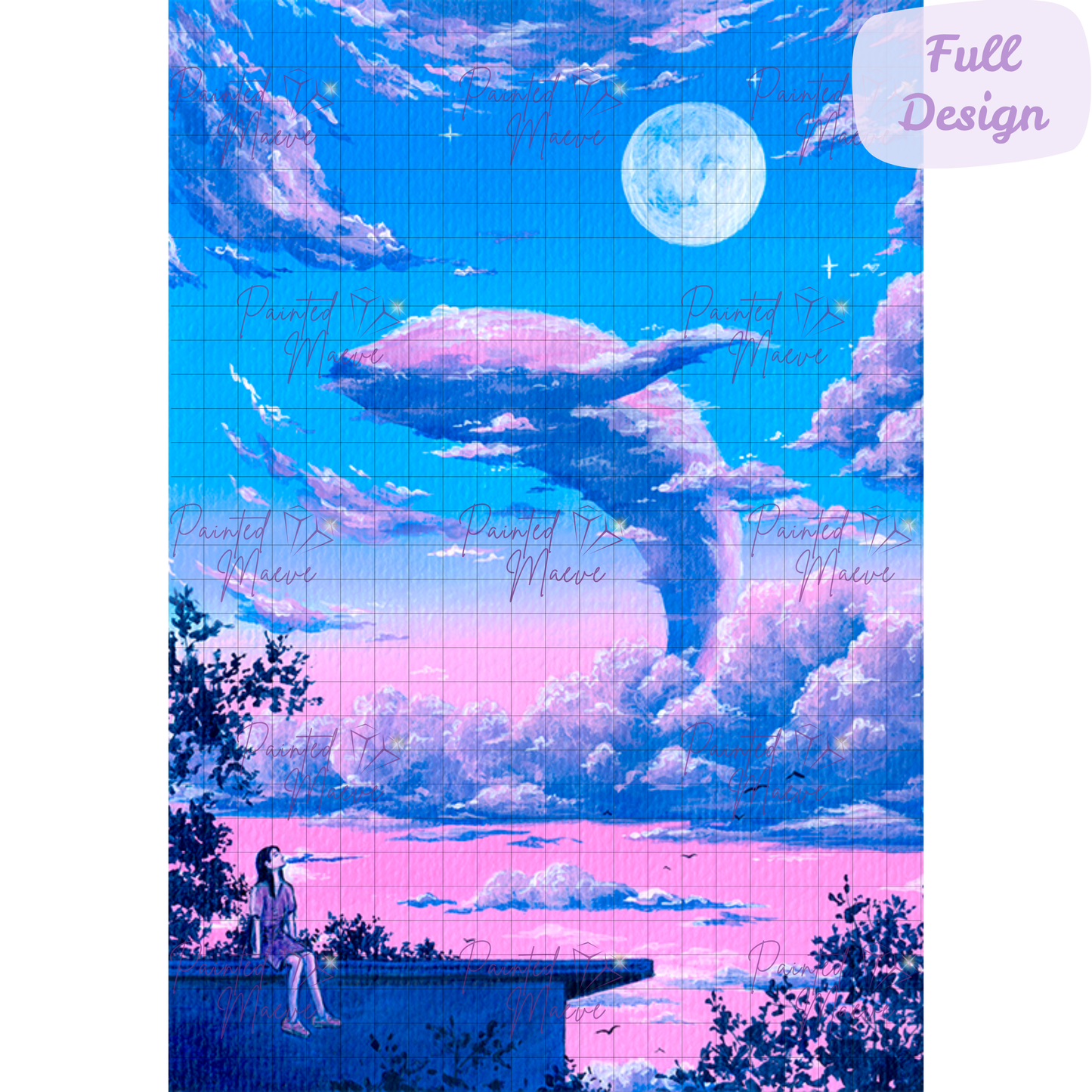 Moonlight Whale Dreams: Hand-Rendered Diamond Painting