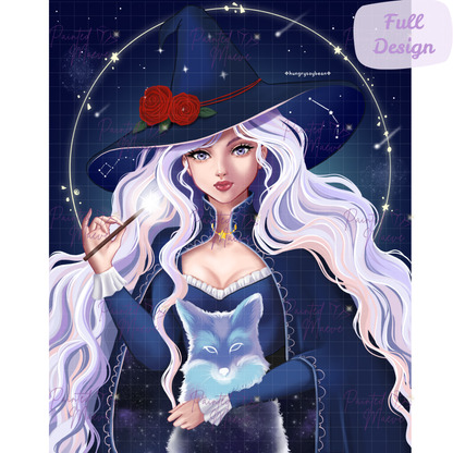 Celestial Enchantress: Hand-Rendered Diamond Painting