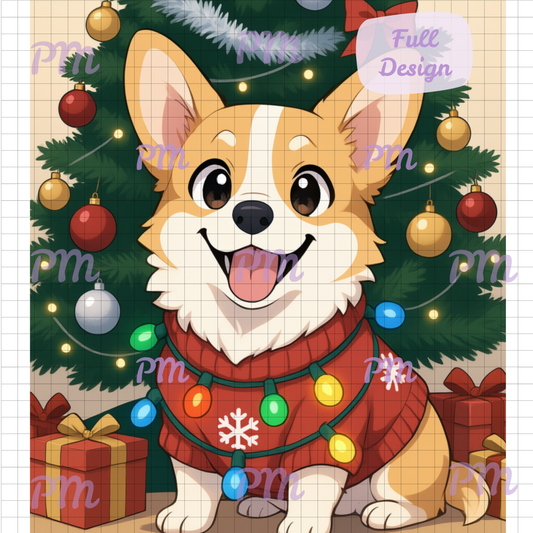 Cozy Christmas Corgi: Hand-Rendered Diamond Painting Christmas Collection