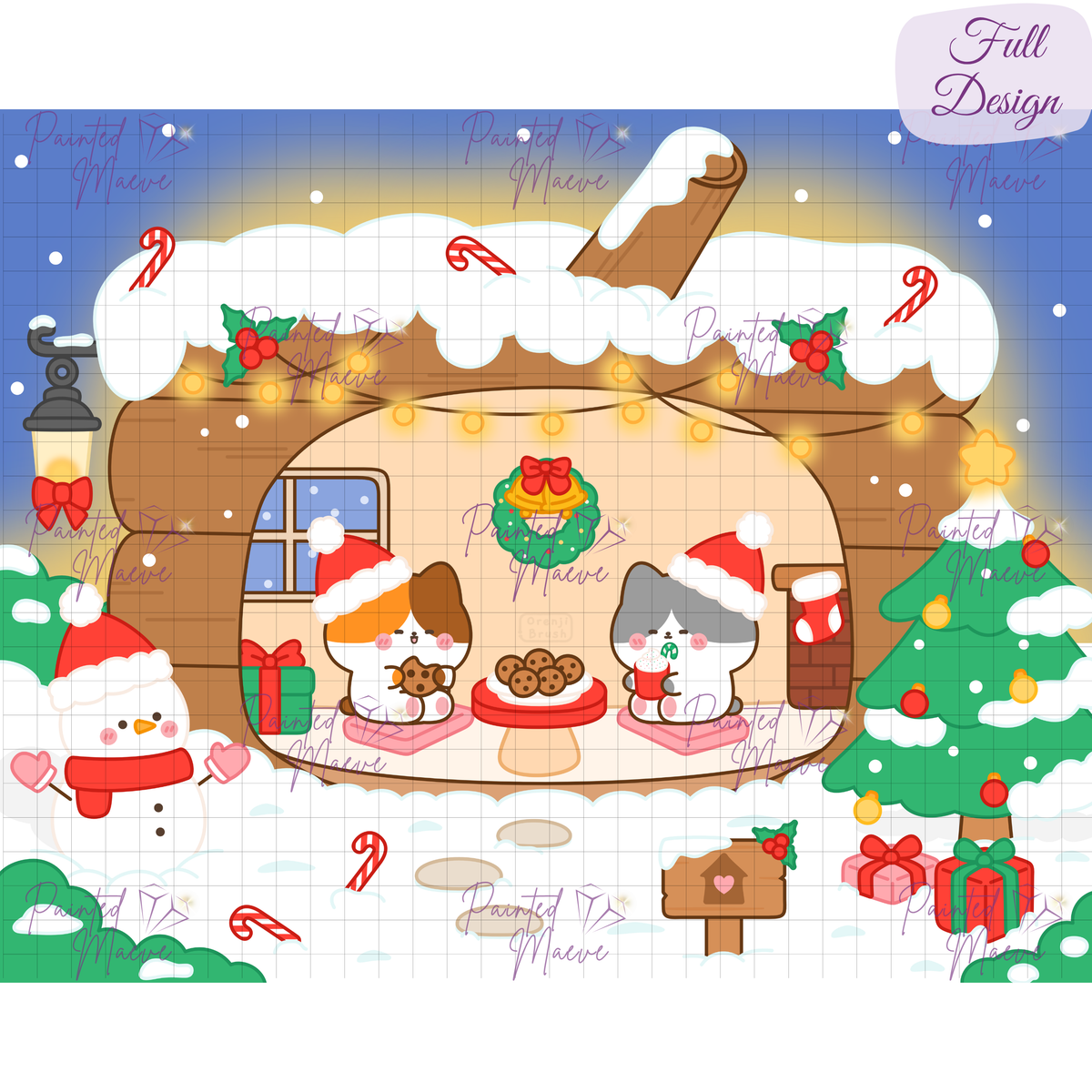 Christmas Cabin Hand-Rendered Diamond Painting