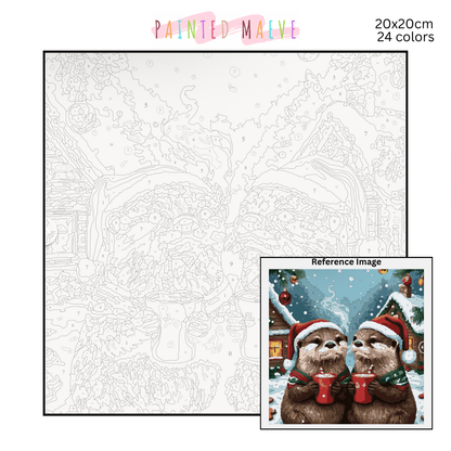 Otters & Cocoa: Paint-by-Number Christmas Collection (24/36/48 colors | No Frame)