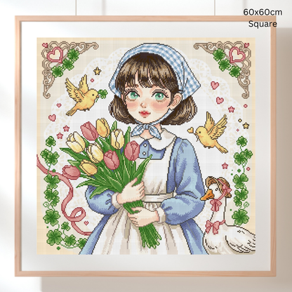 The Little Cottage Gardener: Hand-Rendered Diamond Painting