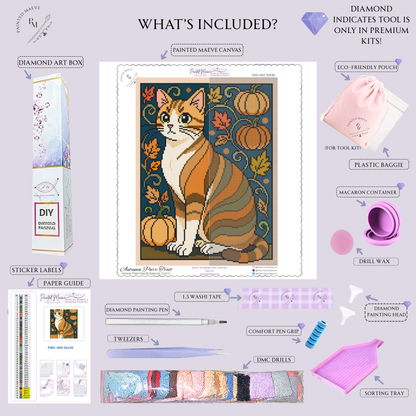 Autumn Purr-Trait: Hand-Rendered Diamond Painting Collection