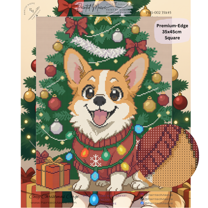 Cozy Christmas Corgi: Hand-Rendered Diamond Painting Christmas Collection