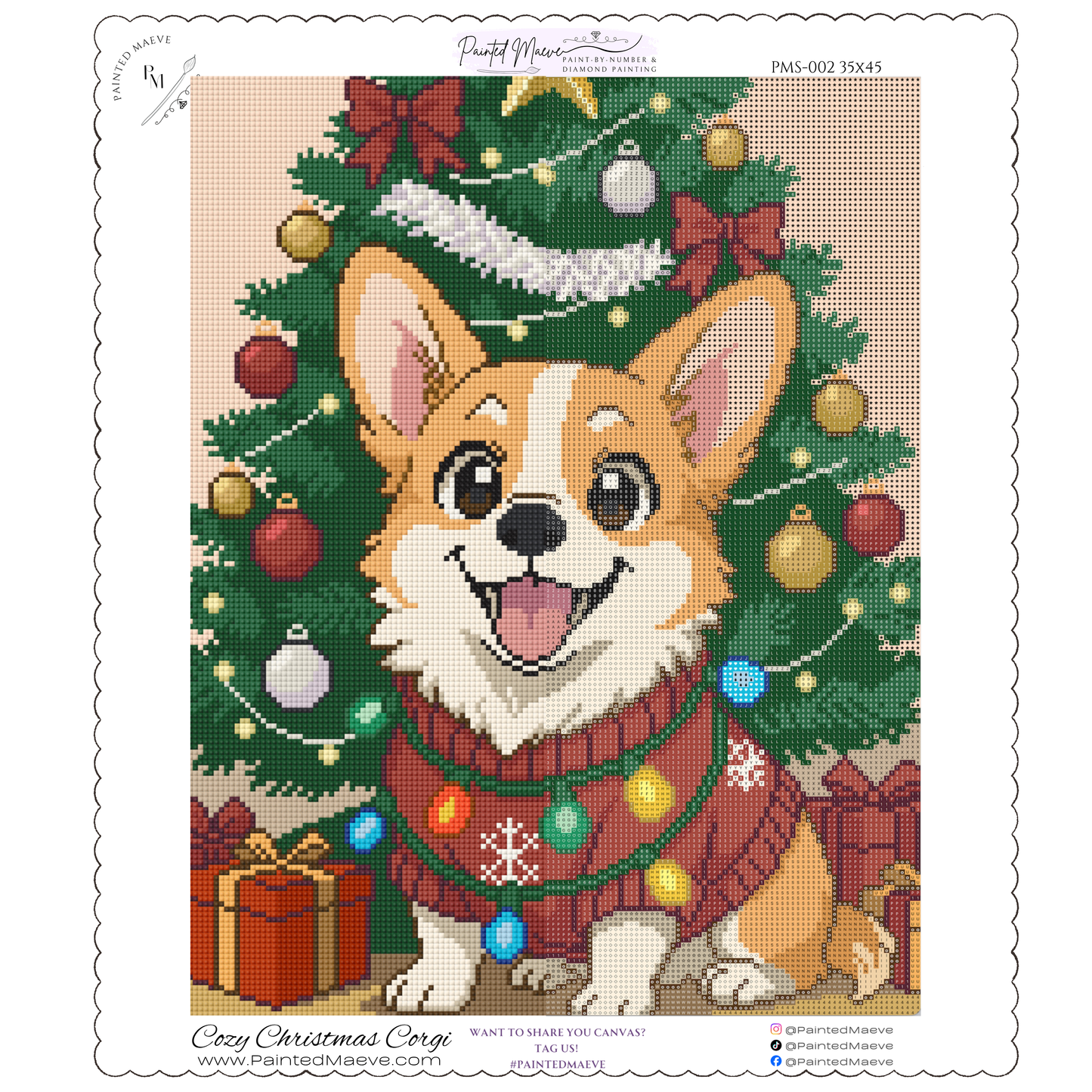 Cozy Christmas Corgi: Hand-Rendered Diamond Painting Christmas Collection