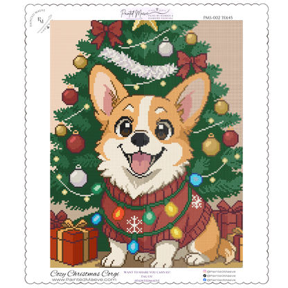 Cozy Christmas Corgi: Hand-Rendered Diamond Painting Christmas Collection