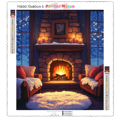 Snowy Fireplace: Diamond Painting Christmas Collection