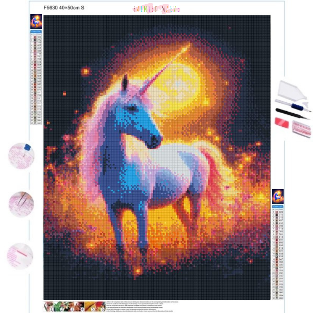 Moonlit Magic Unicorn: Diamond Painting Collection