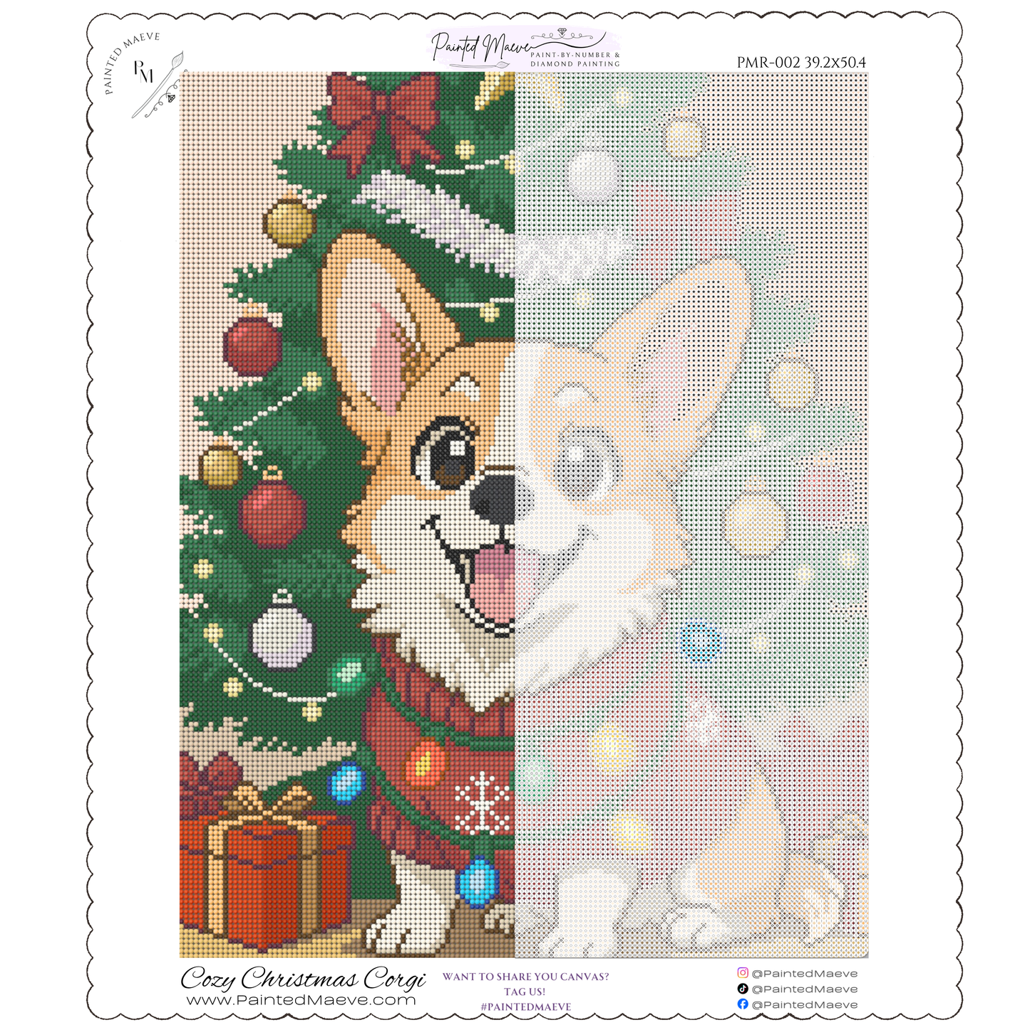 Cozy Christmas Corgi: Hand-Rendered Diamond Painting Christmas Collection
