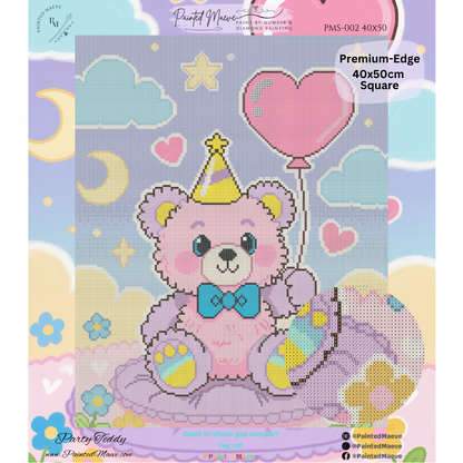 Party Teddy: Hand-Rendered Diamond Painting Collection