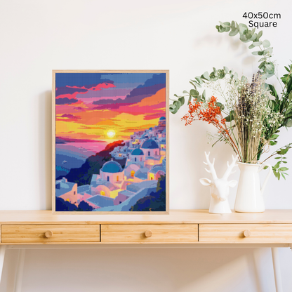 Sunset Over Santorini: Diamond Painting Collection