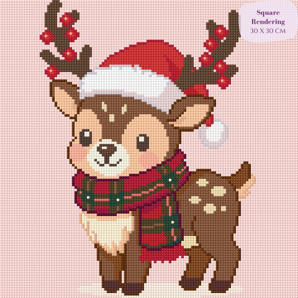 Winter Berry Fawn Hand-Rendered Diamond Painting