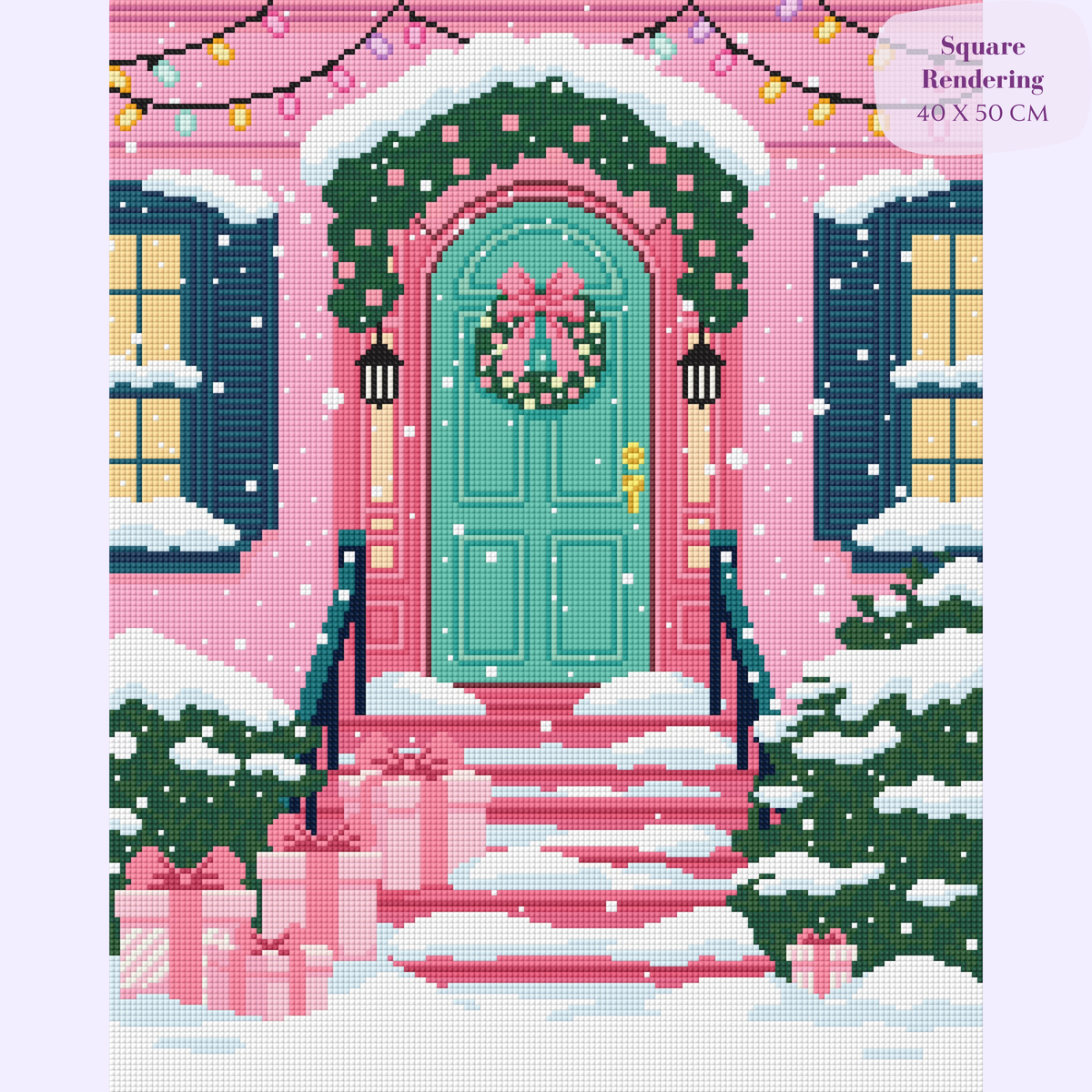 Pinky Present Porch Hand-Rendered Diamond Painting