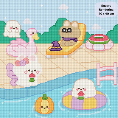 Summerween Pool: Hand-Rendered Diamond Painting