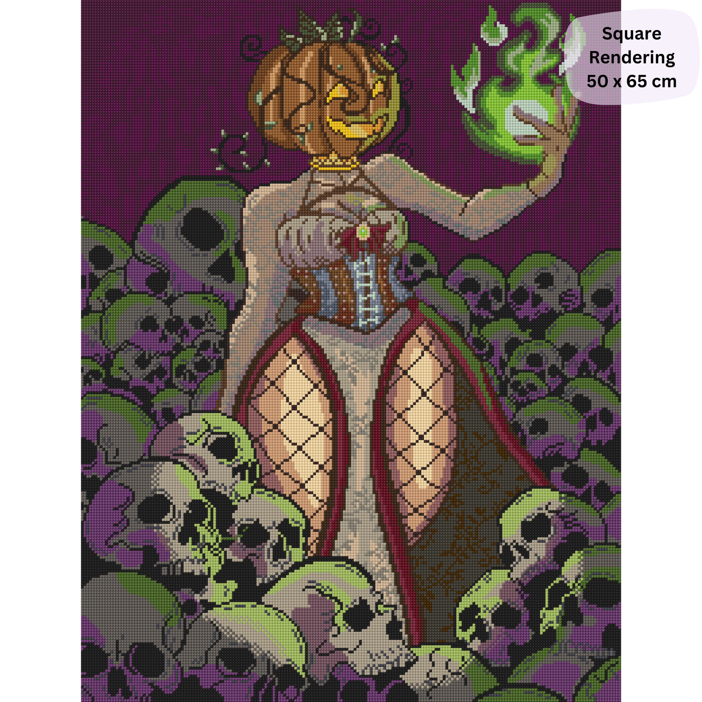 Pumpkin Queen: Hand-Rendered Diamond Painting