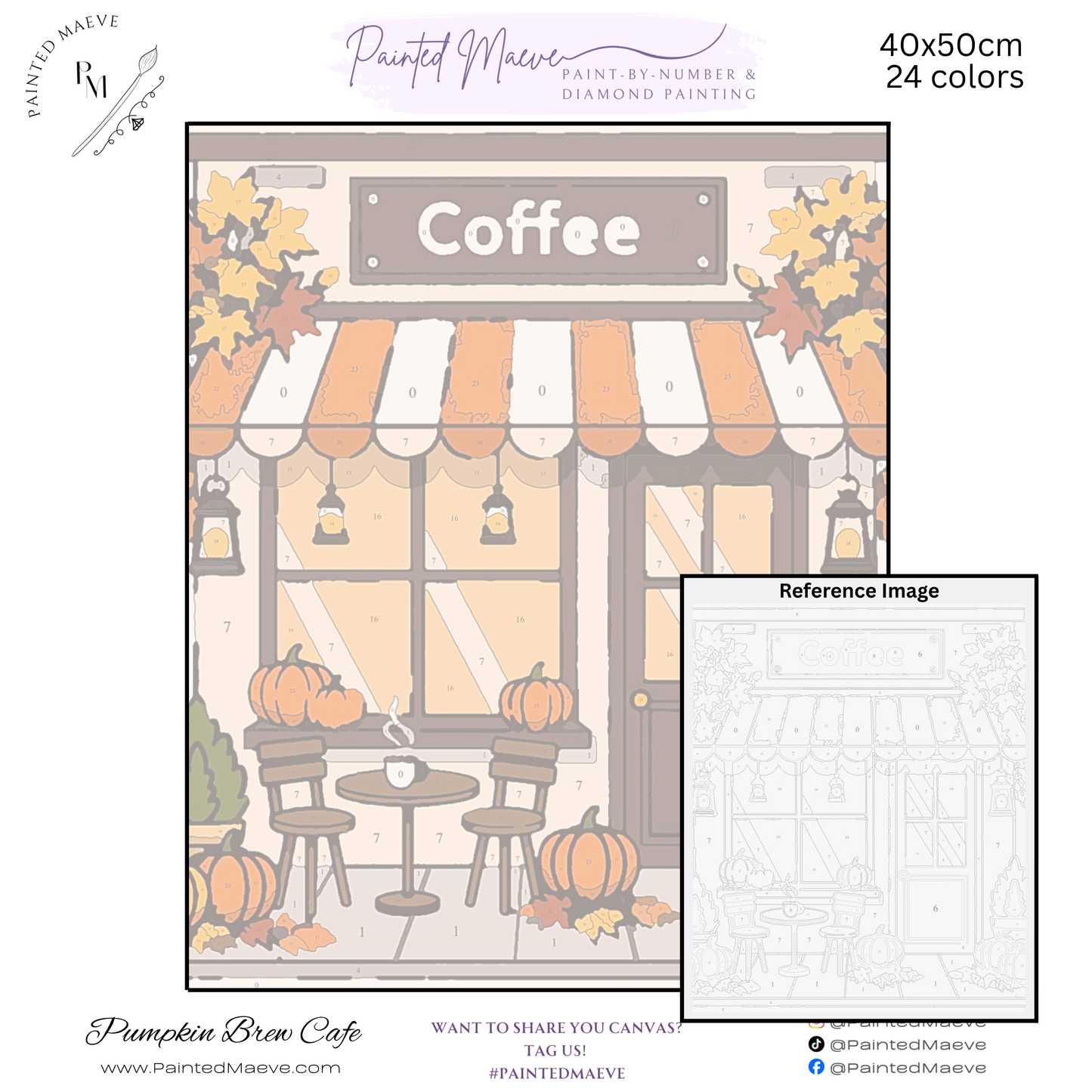 Pumpkin Brew Cafe: Paint-by-Number Collection (24/36/48 colors | No Frame)