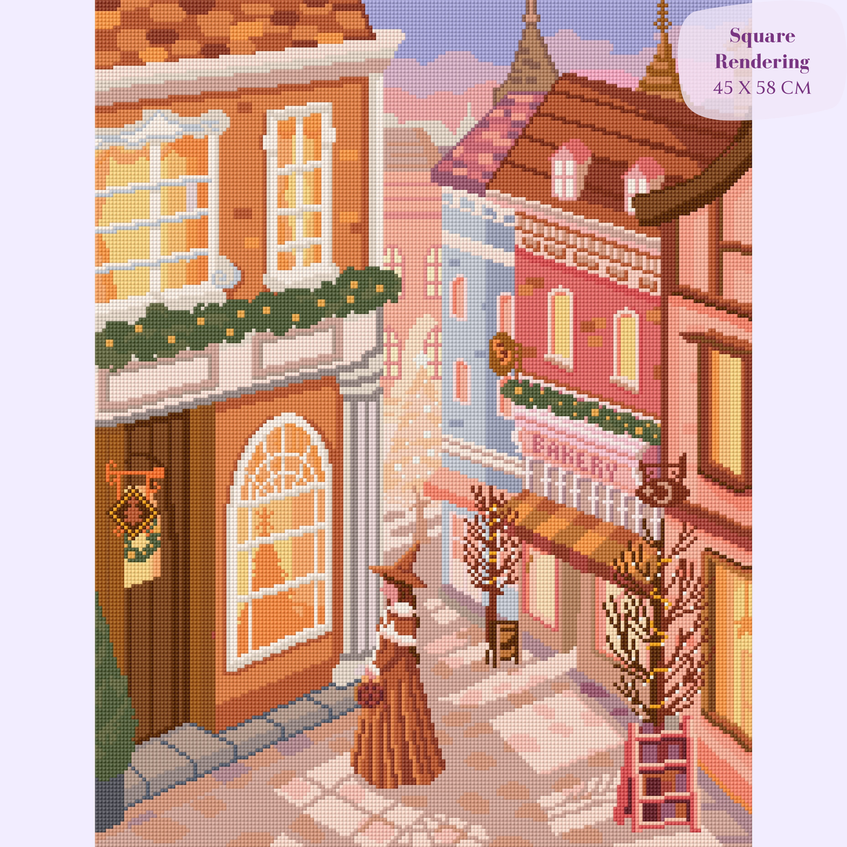 Winter Village Hand-Rendered Diamond Painting