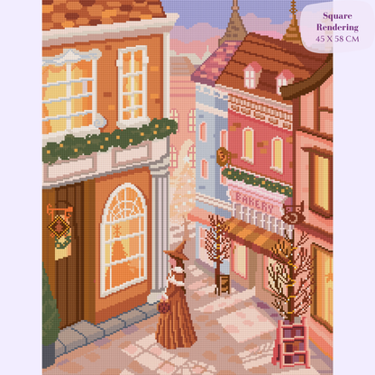 Winter Village Hand-Rendered Diamond Painting