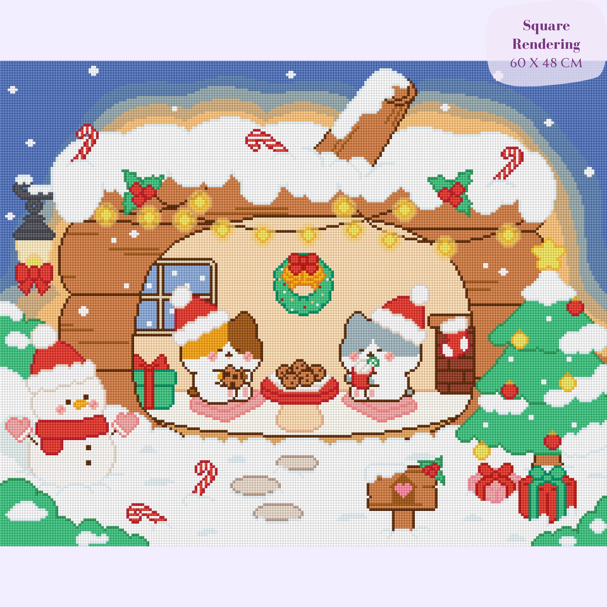 Christmas Cabin Hand-Rendered Diamond Painting