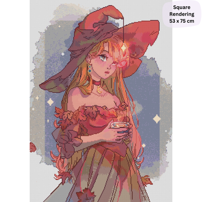 Emberlight Witch: Hand-Rendered Diamond Painting
