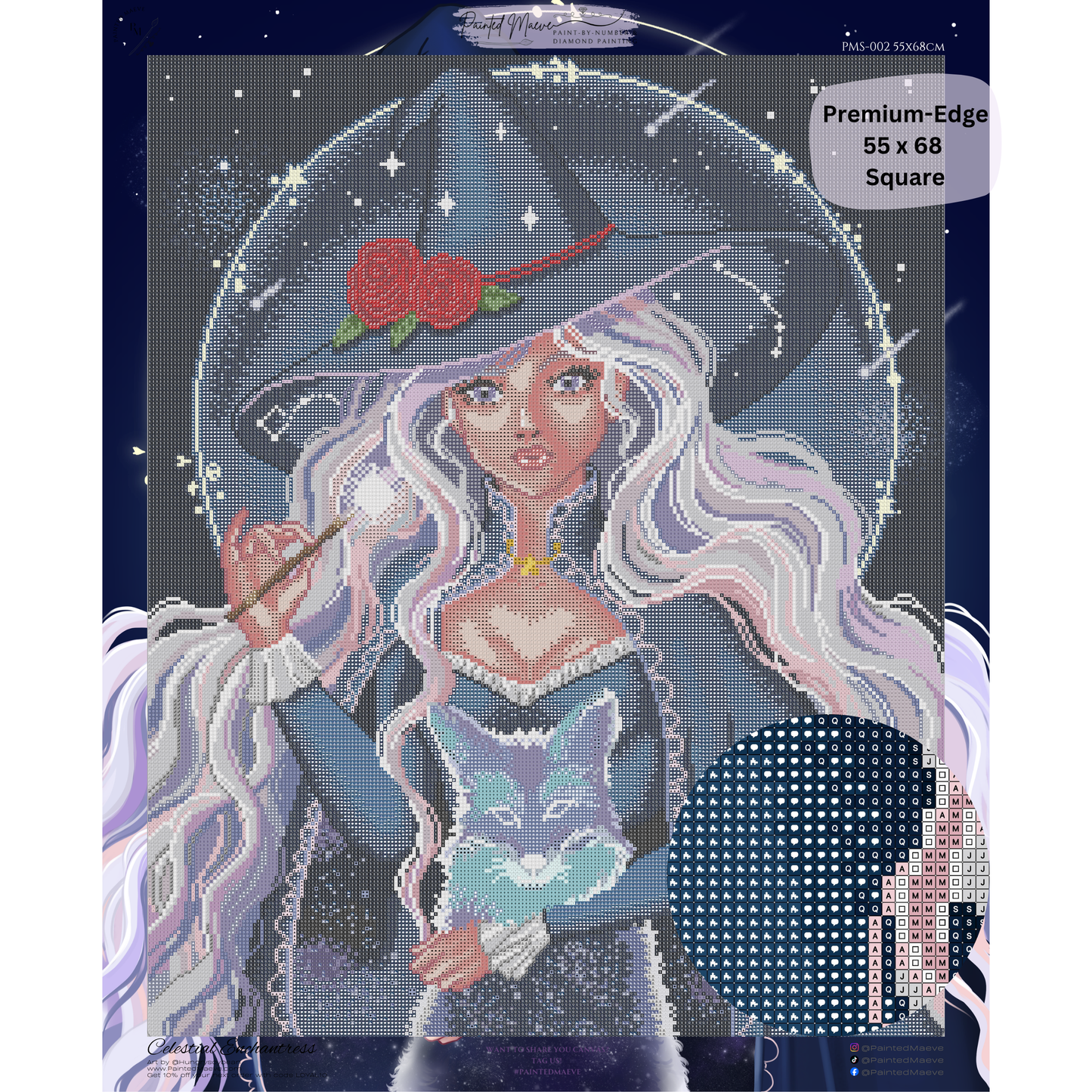 Celestial Enchantress: Hand-Rendered Diamond Painting