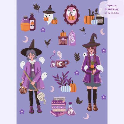 Pumpkin Spice & Spells Hand-Rendered Diamond Painting