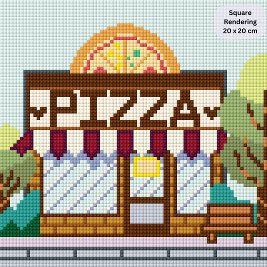 Pizza Plaza Hand-Rendered Diamond Painting