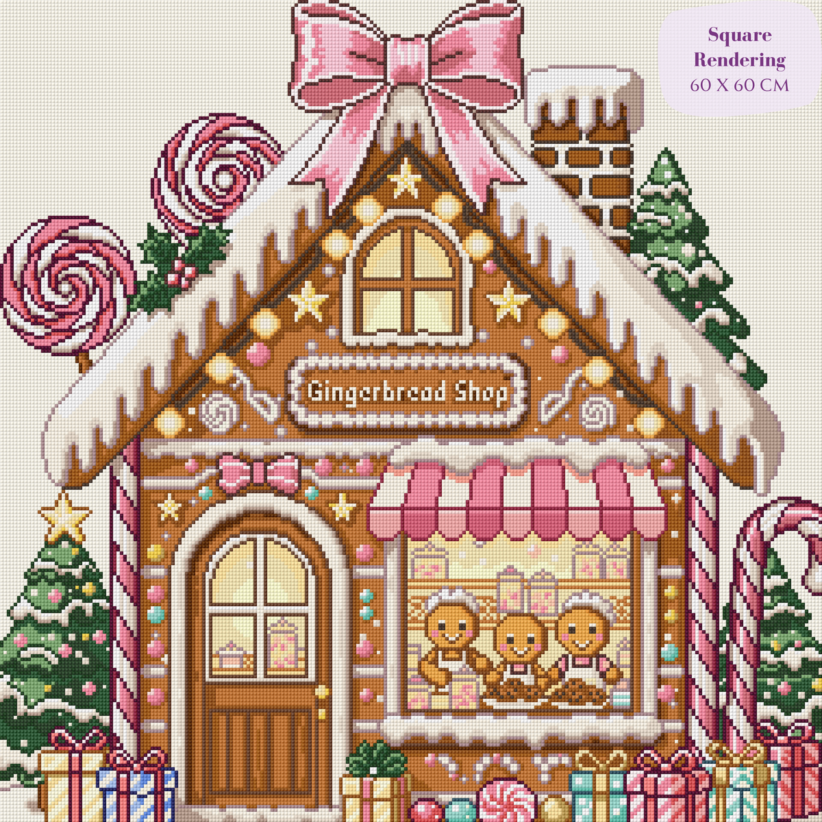 Frosted Gingerbread Shop Hand-Rendered Diamond Painting