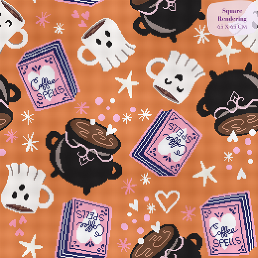 Spooky Coffee Spells Hand-Rendered Diamond Painting