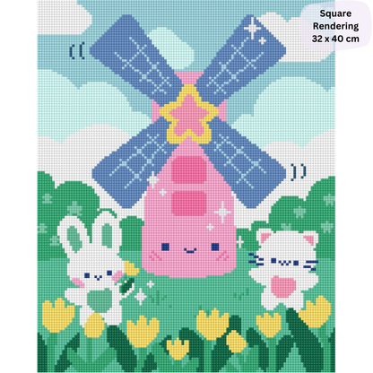 Tulip Valley Breeze: Hand-Rendered Diamond Painting