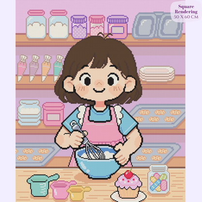 Sweet Little Baker Hand-Rendered Diamond Painting