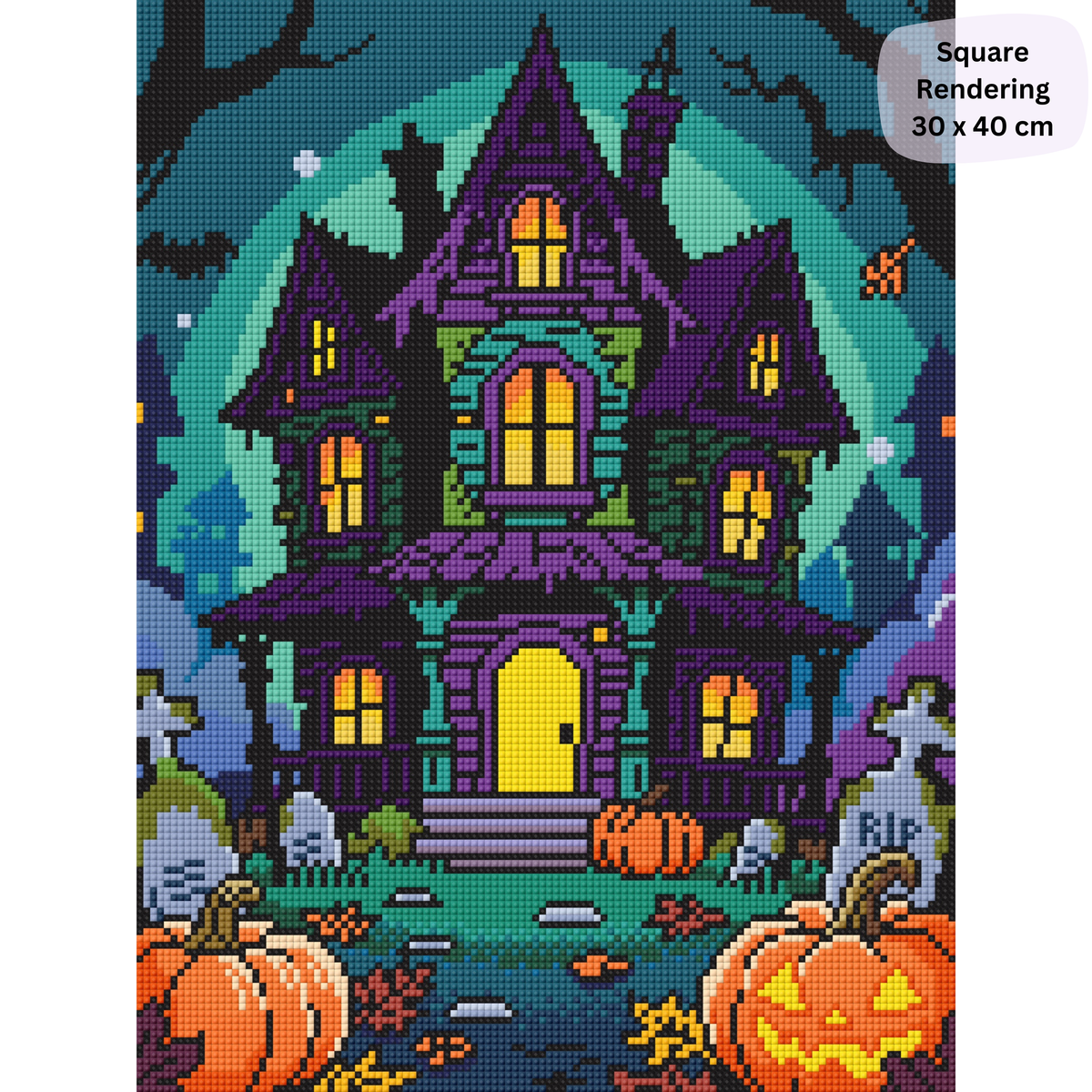 Haunted Glow Manor Hand-Rendered Diamond Painting