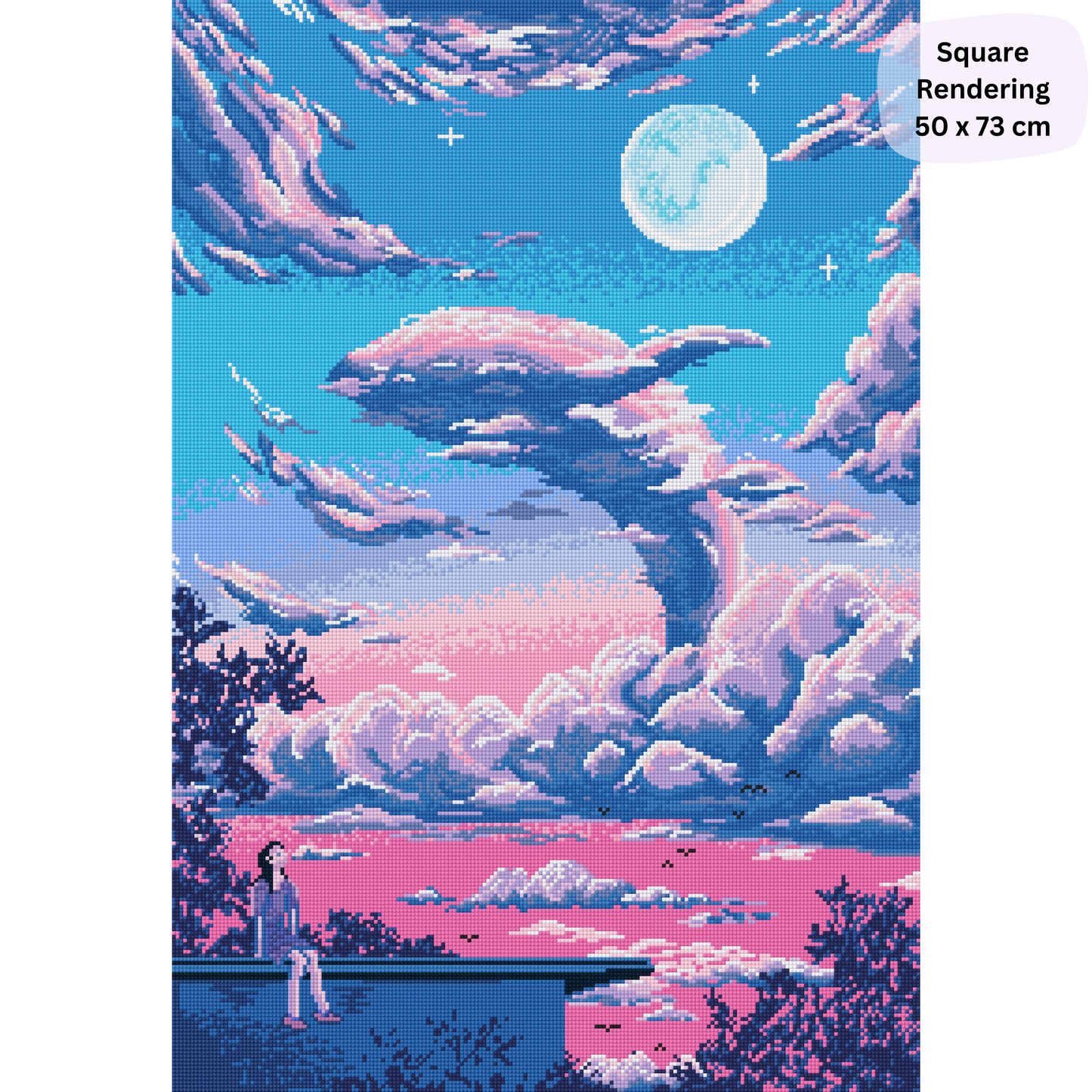 Moonlight Whale Dreams: Hand-Rendered Diamond Painting