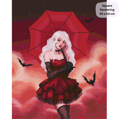 Red Night: Hybrid-Render Diamond Painting