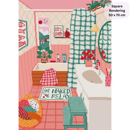 Cozy Bathroom: Hand-Rendered Diamond Painting